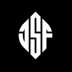 Obraz premium JSF circle letter logo design with circle and ellipse shape. JSF ellipse letters with typographic style. The three initials form a circle logo. JSF circle emblem abstract monogram letter mark vector.