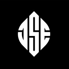 JSE circle letter logo design with circle and ellipse shape. JSE ellipse letters with typographic style. The three initials form a circle logo. JSE circle emblem abstract monogram letter mark vector.