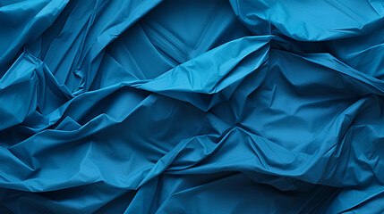 Crumpled paper texture in blue color - ai generative