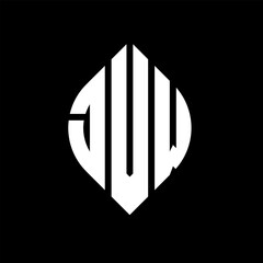 JVW circle letter logo design with circle and ellipse shape. JVW ellipse letters with typographic style. The three initials form a circle logo. JVW circle emblem abstract monogram letter mark vector.