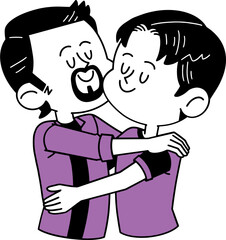 Valentine couple hugging cartoon illustration