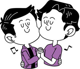 Romantic couple dancing, valentine cartoon illustration