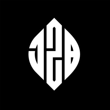 JZB circle letter logo design with circle and ellipse shape. JZB ellipse letters with typographic style. The three initials form a circle logo. JZB circle emblem abstract monogram letter mark vector.