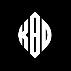KBO circle letter logo design with circle and ellipse shape. KBO ellipse letters with typographic style. The three initials form a circle logo. KBO circle emblem abstract monogram letter mark vector.