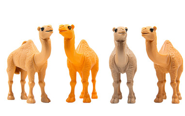 Toy Camels Made from Plastic isolated on transparent Background