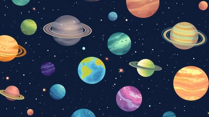 seamless pattern of planets