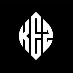KEZ circle letter logo design with circle and ellipse shape. KEZ ellipse letters with typographic style. The three initials form a circle logo. KEZ circle emblem abstract monogram letter mark vector.