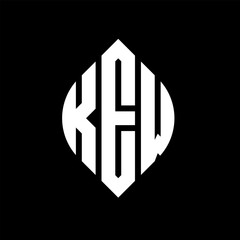 KEW circle letter logo design with circle and ellipse shape. KEW ellipse letters with typographic style. The three initials form a circle logo. KEW circle emblem abstract monogram letter mark vector.