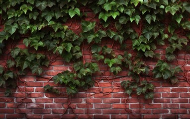 Red Brick Wall with Ivy texture.