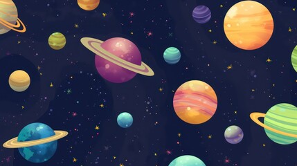 seamless pattern of planets