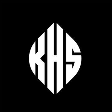 KHS circle letter logo design with circle and ellipse shape. KHS ellipse letters with typographic style. The three initials form a circle logo. KHS circle emblem abstract monogram letter mark vector.