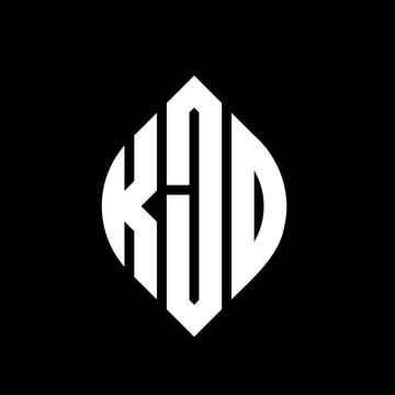 KJD circle letter logo design with circle and ellipse shape. KJD ellipse letters with typographic style. The three initials form a circle logo. KJD circle emblem abstract monogram letter mark vector.