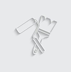 paint roller and brush icon vector painting icon
