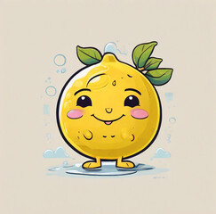lemon sticker, ai generated, illustration, card, design art, t-shirt yellow