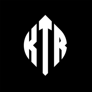 KTR circle letter logo design with circle and ellipse shape. KTR ellipse letters with typographic style. The three initials form a circle logo. KTR circle emblem abstract monogram letter mark vector.