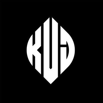 KVJ circle letter logo design with circle and ellipse shape. KVJ ellipse letters with typographic style. The three initials form a circle logo. KVJ circle emblem abstract monogram letter mark vector.