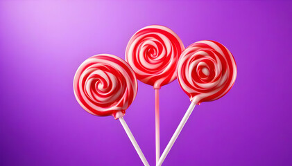 pink and white lollipops on purple background HD
