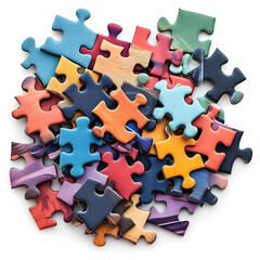 Puzzle collection isolated on white background, png
