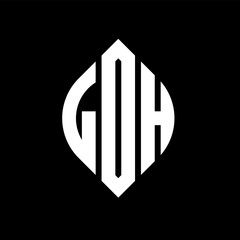 LDH circle letter logo design with circle and ellipse shape. LDH ellipse letters with typographic style. The three initials form a circle logo. LDH circle emblem abstract monogram letter mark vector.