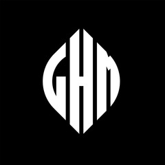 LHM circle letter logo design with circle and ellipse shape. LHM ellipse letters with typographic style. The three initials form a circle logo. LHM circle emblem abstract monogram letter mark vector.