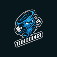Tornado mascot logo design vector with modern illustration concept style for badge, emblem and t shirt printing. Angry tornado illustration for sport and esport team.