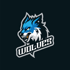 Wolf mascot logo design vector with modern illustration concept style for badge, emblem and t shirt printing. Head wolf illustration for sport and esport team.