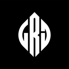 Fototapeta premium LRJ circle letter logo design with circle and ellipse shape. LRJ ellipse letters with typographic style. The three initials form a circle logo. LRJ circle emblem abstract monogram letter mark vector.