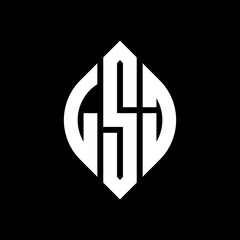 LSJ circle letter logo design with circle and ellipse shape. LSJ ellipse letters with typographic style. The three initials form a circle logo. LSJ circle emblem abstract monogram letter mark vector.