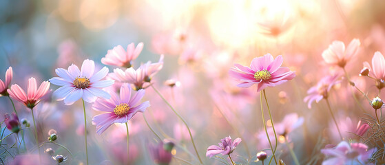 dainty colorful flowers with bokeh glitter glow light soft focus