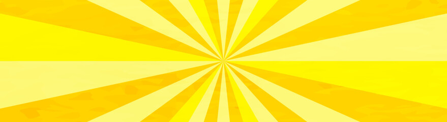 かわいい水彩風の集中線 黄色　サンバースト　横　横長　和風