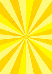 かわいい水彩風の集中線 黄色　サンバースト　縦