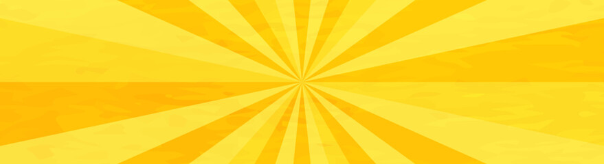 かわいい水彩風の集中線 黄色　サンバースト　横　横長　和風