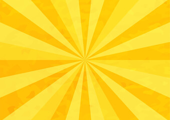 かわいい水彩風の集中線 黄色　サンバースト　横　横長　和風