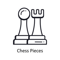 Chess pieces  vector outline doodle Design illustration. Symbol on White background EPS 10 File
