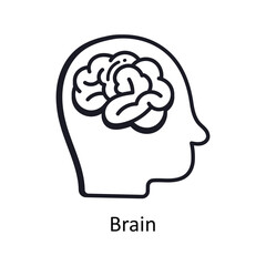 Brain vector outline doodle Design illustration. Symbol on White background EPS 10 File