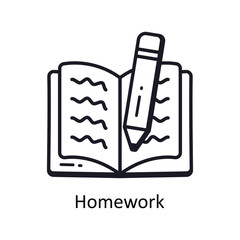 Homework vector outline doodle Design illustration. Symbol on White background EPS 10 File