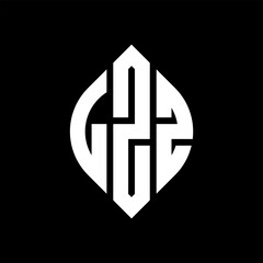 Obraz premium LZZ circle letter logo design with circle and ellipse shape. LZZ ellipse letters with typographic style. The three initials form a circle logo. LZZ circle emblem abstract monogram letter mark vector.