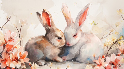 Lovely two fluffy bunnies