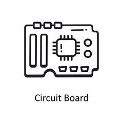 Circuit board vector outline doodle Design illustration. Symbol on White background EPS 10 File
