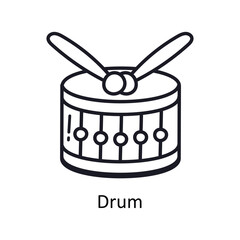 Drum vector outline doodle Design illustration. Symbol on White background EPS 10 File