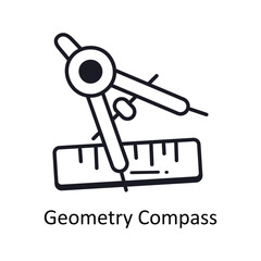 Geometry compass vector outline doodle Design illustration. Symbol on White background EPS 10 File