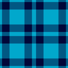Tech seamless plaid fabric, advertising textile pattern check. Cultural vector texture background tartan in cyan and dark colors.