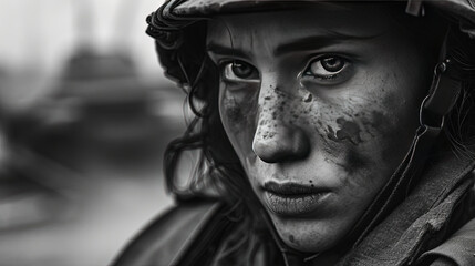 Girl at war. A sensual and tired look after the last mission.