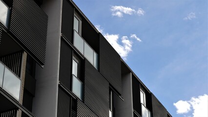 residential building facade against the sky