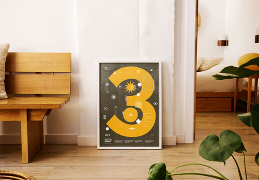 Mockup of white picture frame with customizable design