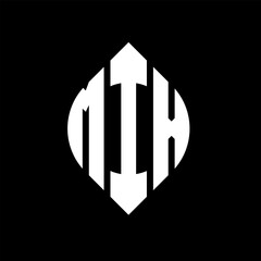 MIX circle letter logo design with circle and ellipse shape. MIX ellipse letters with typographic style. The three initials form a circle logo. MIX circle emblem abstract monogram letter mark vector.