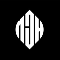MJX circle letter logo design with circle and ellipse shape. MJX ellipse letters with typographic style. The three initials form a circle logo. MJX circle emblem abstract monogram letter mark vector.