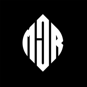 MJR circle letter logo design with circle and ellipse shape. MJR ellipse letters with typographic style. The three initials form a circle logo. MJR circle emblem abstract monogram letter mark vector.