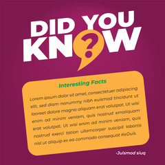 did you know with speech bubble sign on white background, quote for interesting facts. web banner, idea box,  logo, typography, symbol, poster, sticker, latest vector design, isolated illustration.