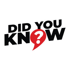 did you know with speech bubble sign on white background, web banner, idea box, quote for interesting fact. logo, typography, symbol, poster, sticker, latest vector design, isolated illustration.